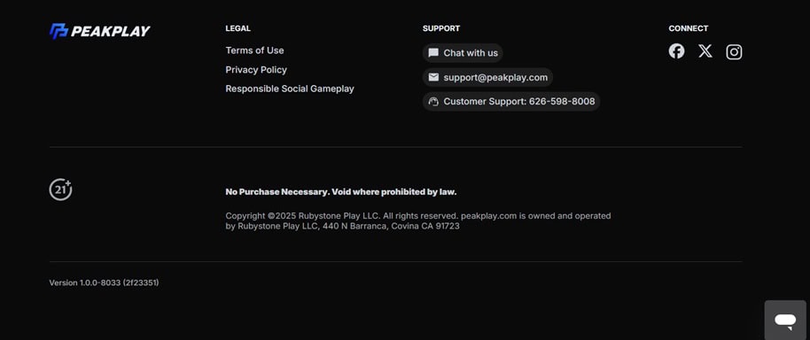 PeakPlay Footer