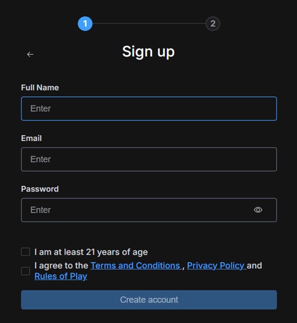 PeakPlay Sign Up