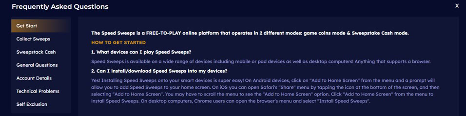 SpeedSweeps FAQs
