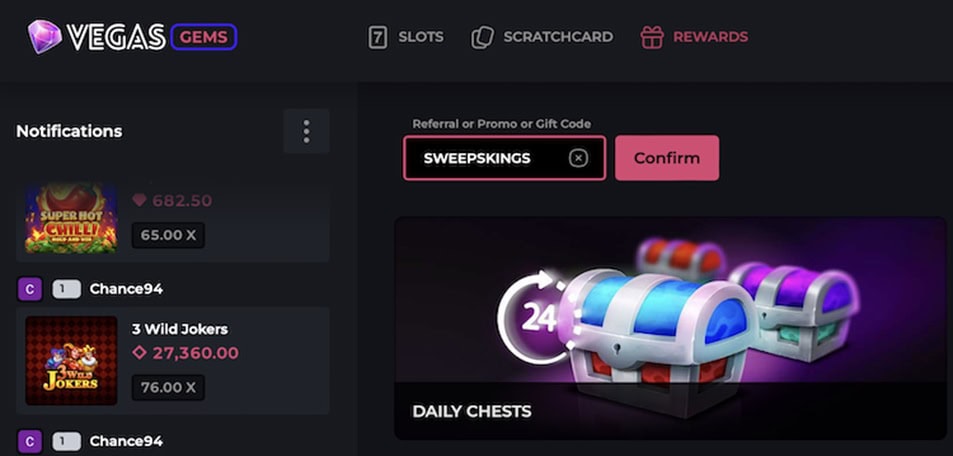 Vegas Gems Promo Code