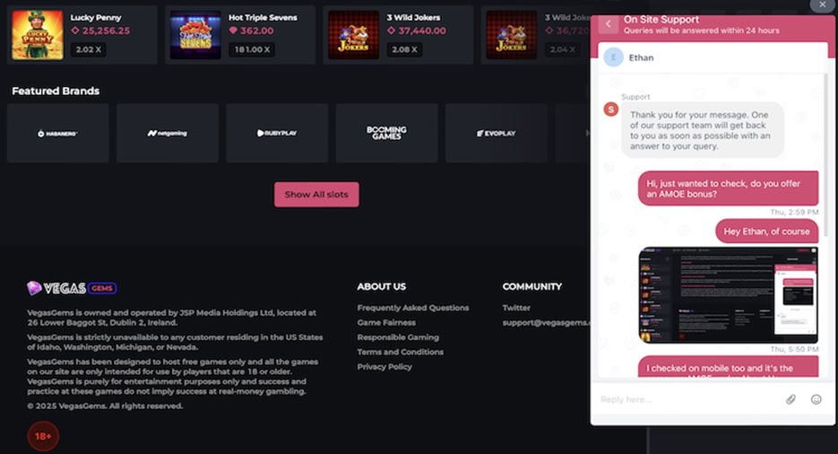 Vegas Gems Support