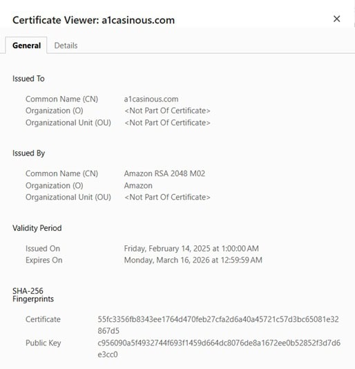 A1-Casino Certificate