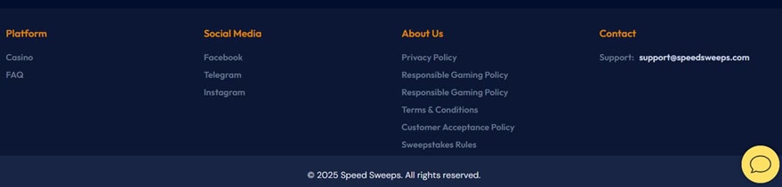 SpeedSweeps Footer