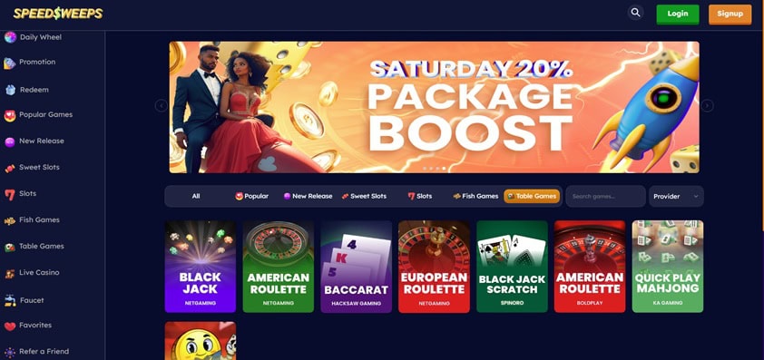 SpeedSweeps Homepage