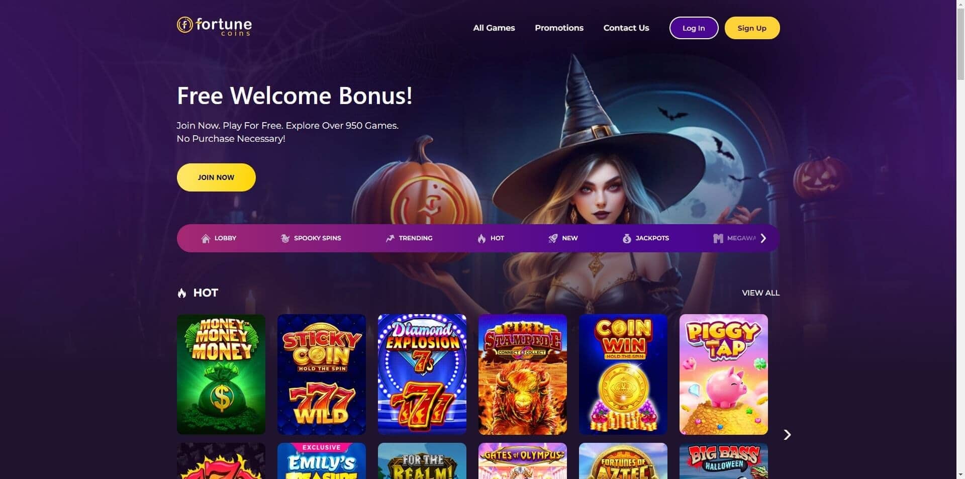 Fortune Coins Homepage