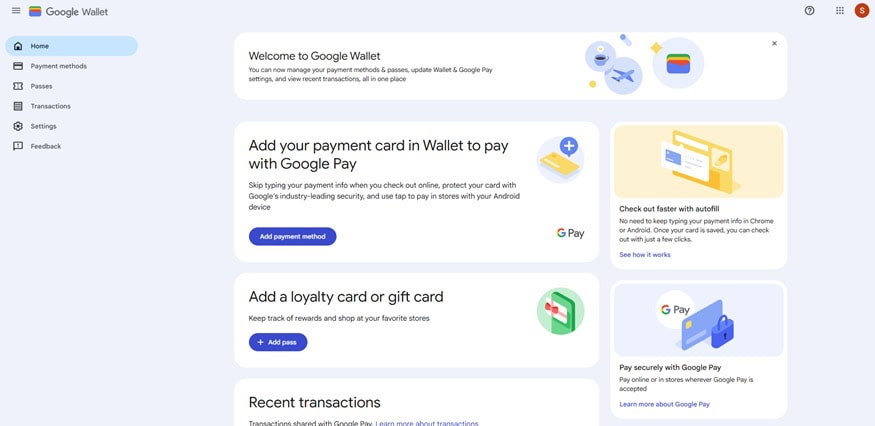 Google Wallet Homepage