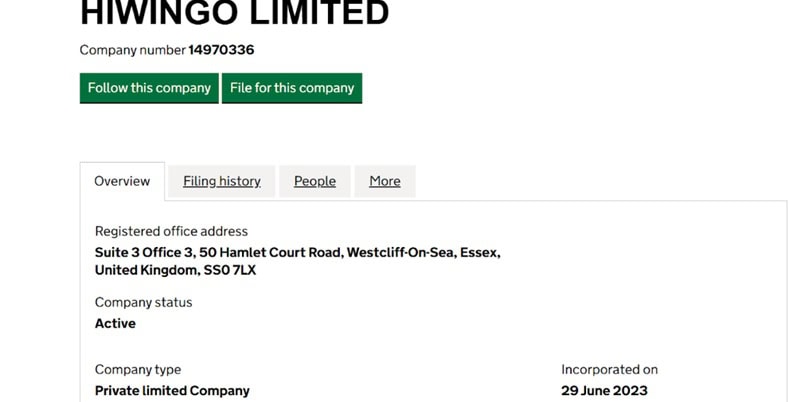 HIWINGO Limited Info