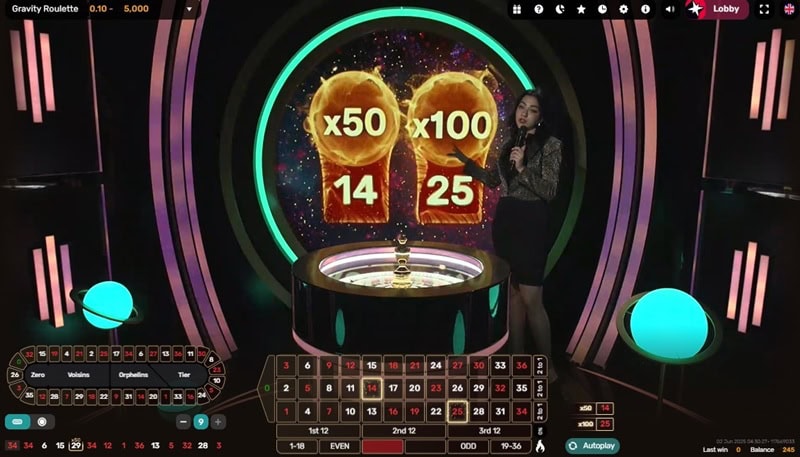 Live Gravity Roulette Gameplay