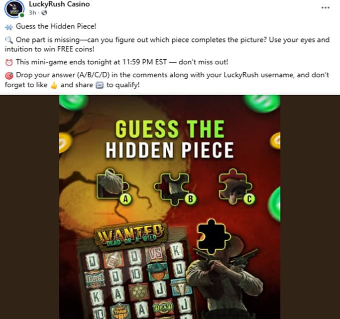 LuckyRush.io Facebook Bonus