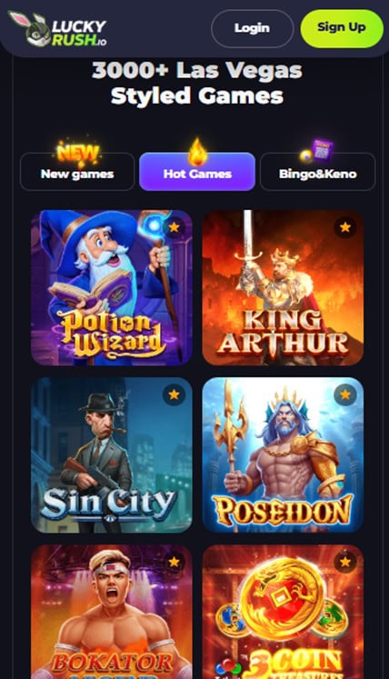 LuckyRush.io Homepage