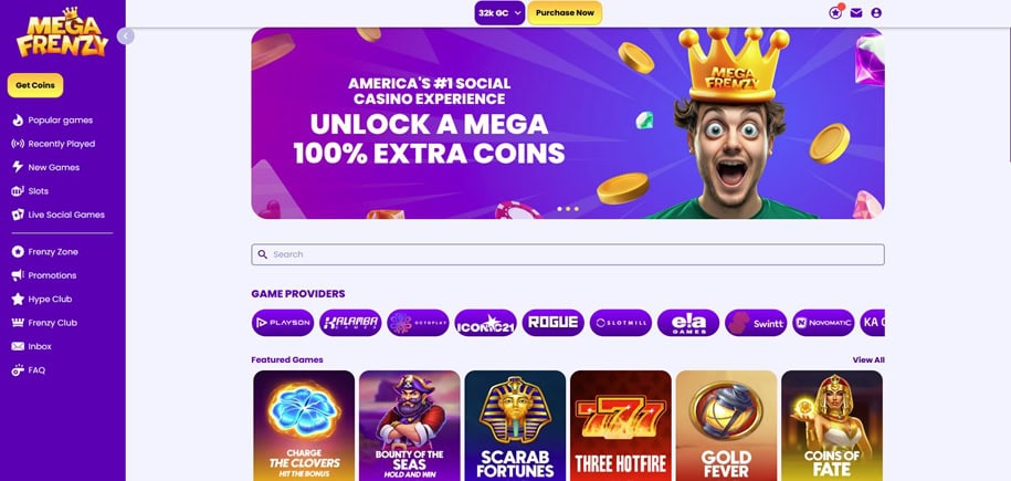 MegaFrenzy Homepage