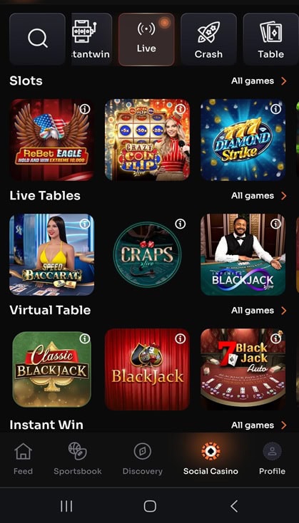 ReBet Casino Games
