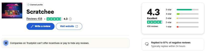 Scratchee TrustPilot