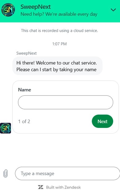 SweepNext Support