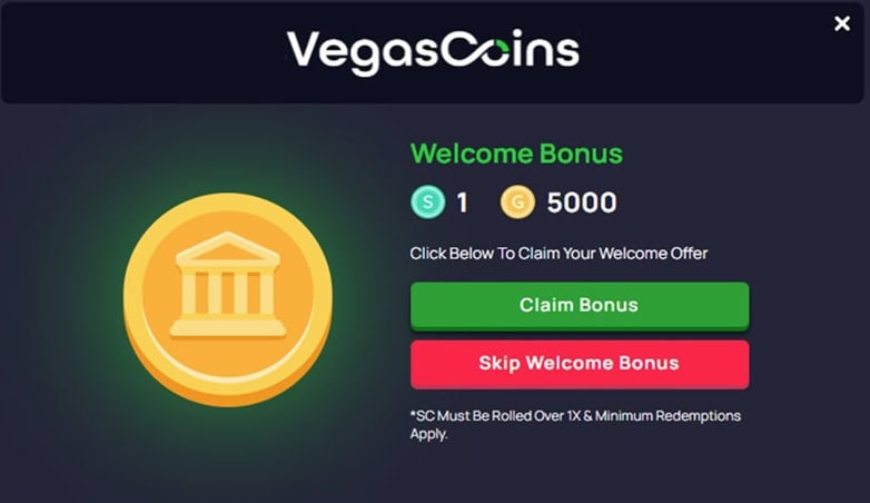 Vegas Coins Welcome Bonus