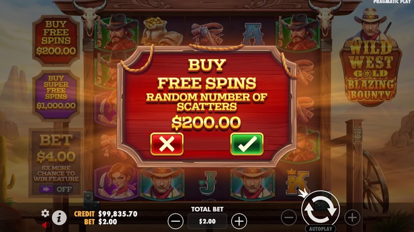Wild West Gold Blazing Bounty Buy Free Spins