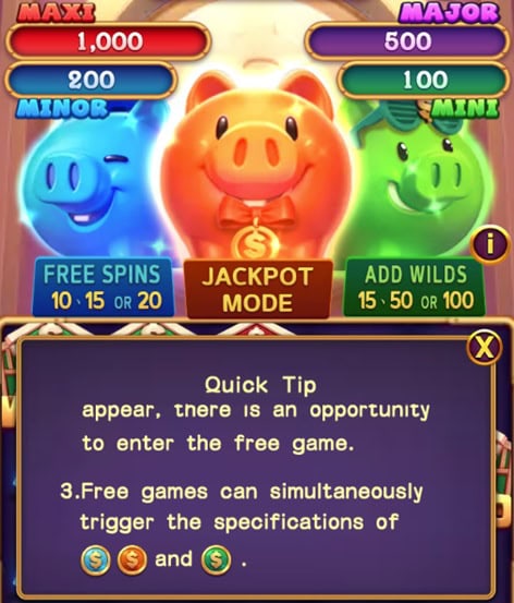 3 Rich Piggies Combo Bonuses