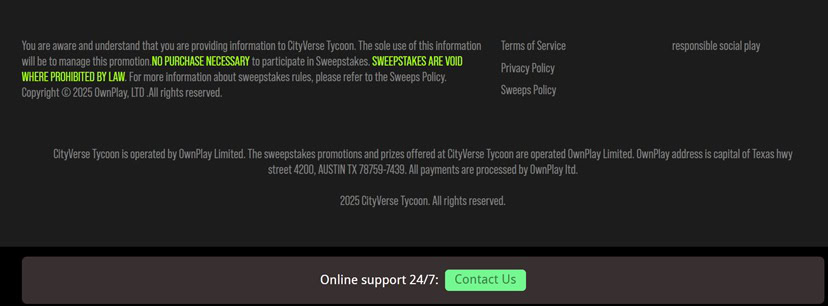 CityVerse Tycoon Footer