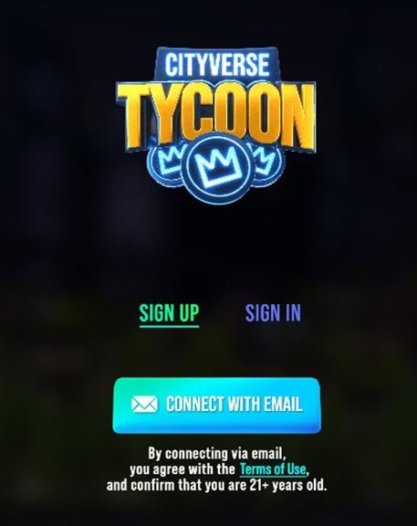 CityVerse Tycoon Sign Up