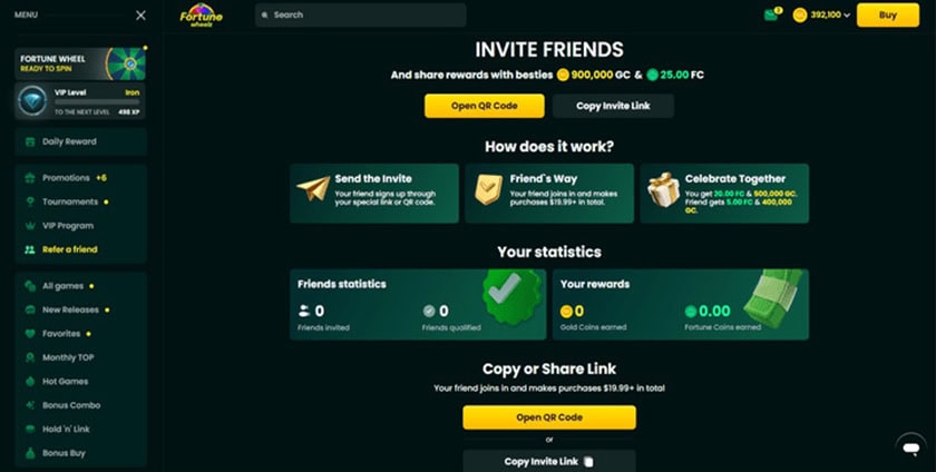Fortune Wheelz Referral Bonus