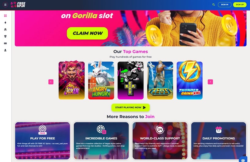 FreeSpin Homepage