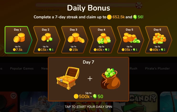 Gold Treasure Casino Daily Bonus