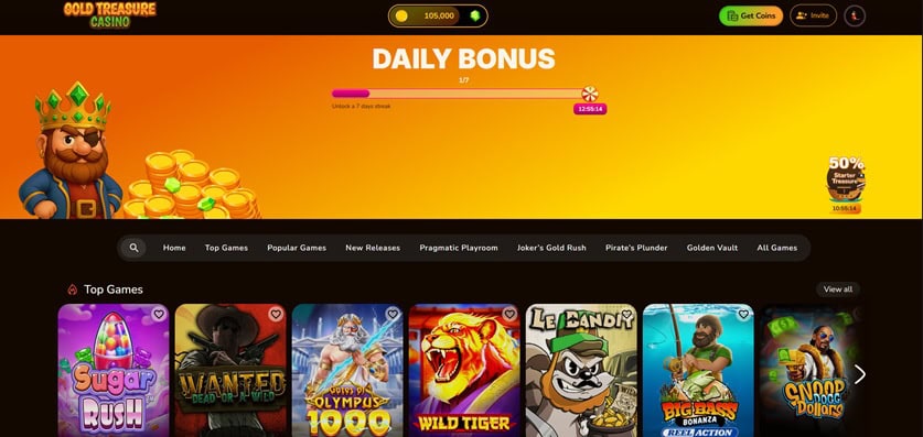 Gold Treasure Casino Homepage