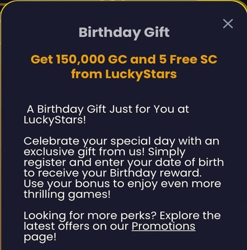 LuckyStars Birthday Bonus