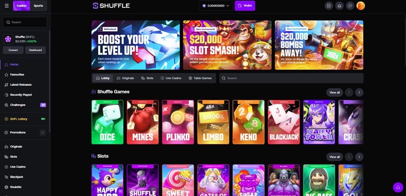 Shuffle.com Homepage