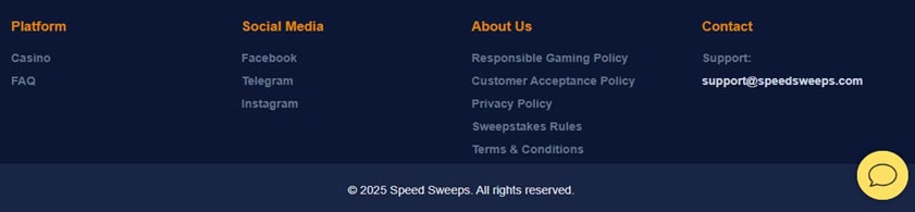 SpeedSweeps Footer