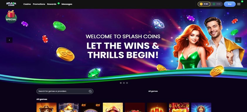Splash Coins Homepage
