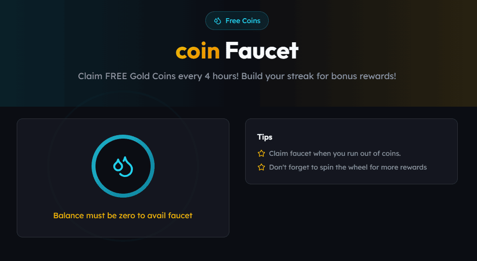 Sweep Las Vegas Coin Faucet
