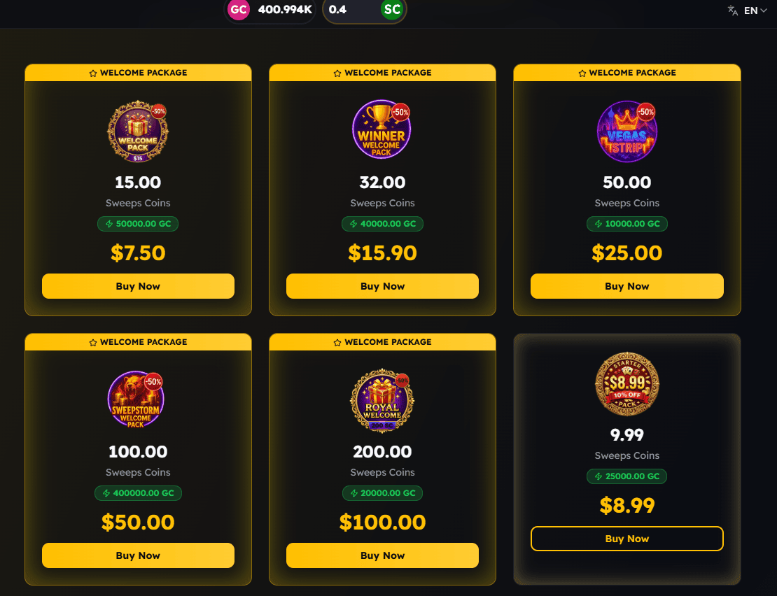 Sweep Las Vegas GC bundles and offers