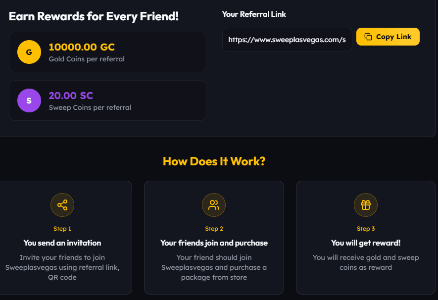 Sweep Las Vegas referral bonus