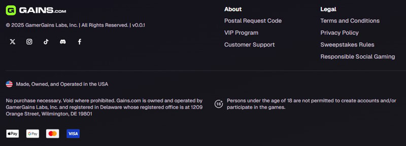 Gains Footer
