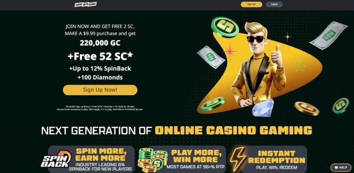 Lucky Bits Vegas Homepage