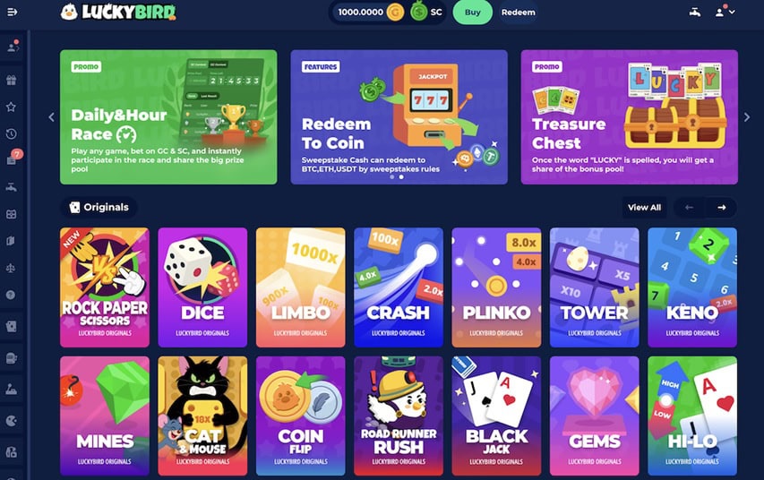 LuckyBird.io Homepage