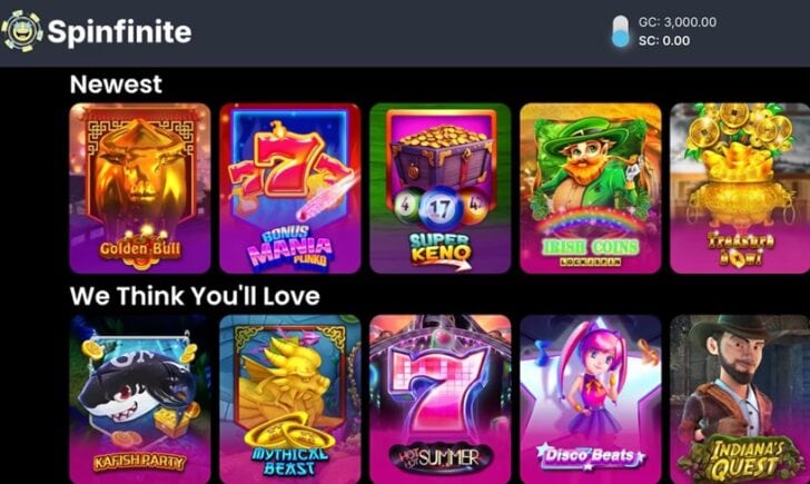 Spinfinite New Games