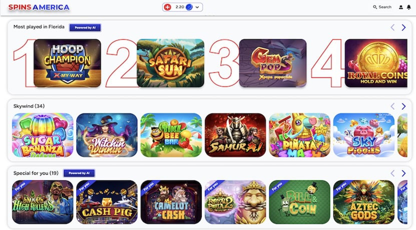 SpinsAmerica UX