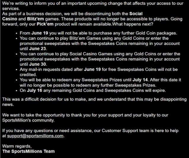 SportsMillions Closed