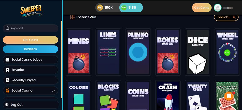 Sweeper Instant Win Games