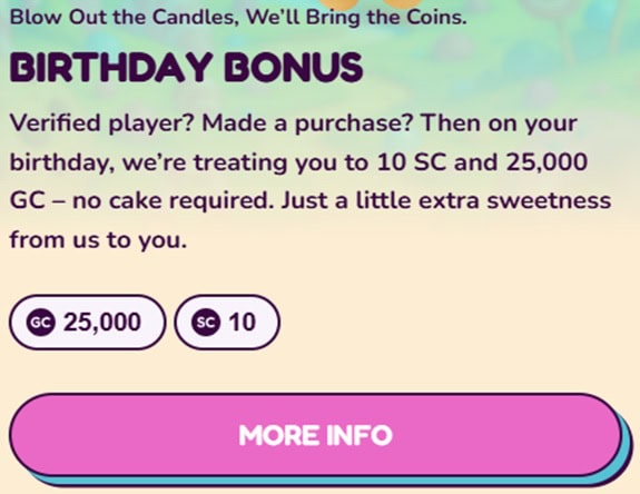 Sweet Sweeps Birthday Bonus