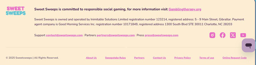 Sweet Sweeps Footer