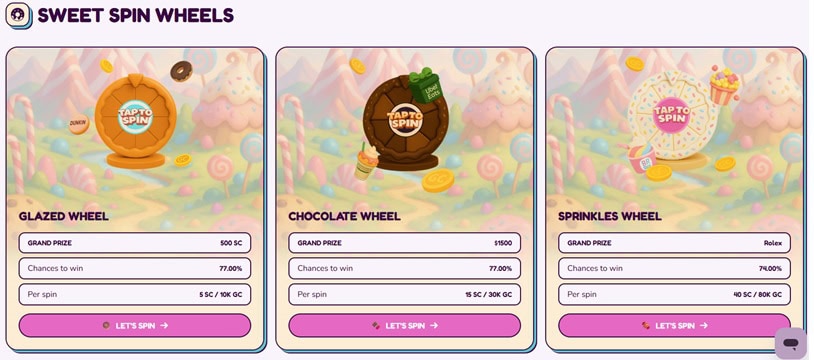 Sweet Sweeps Wheel Bonus