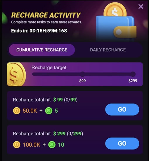 Go Go Gold Win Recharge Bonus