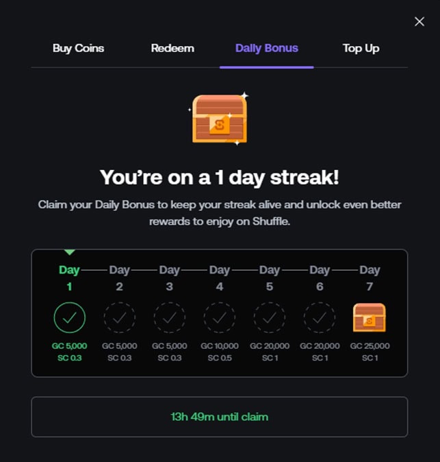 Shuffle.us Daily Bonus