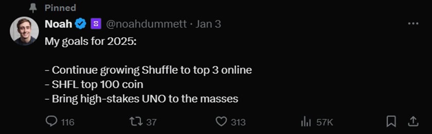 Shuffle.us Founder Tweet