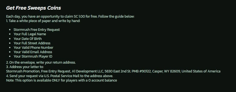 StormRush AMOE Bonus