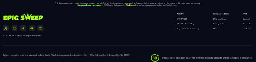EpicSweep Footer