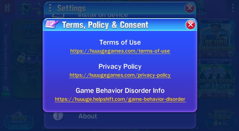 Huuuge Terms